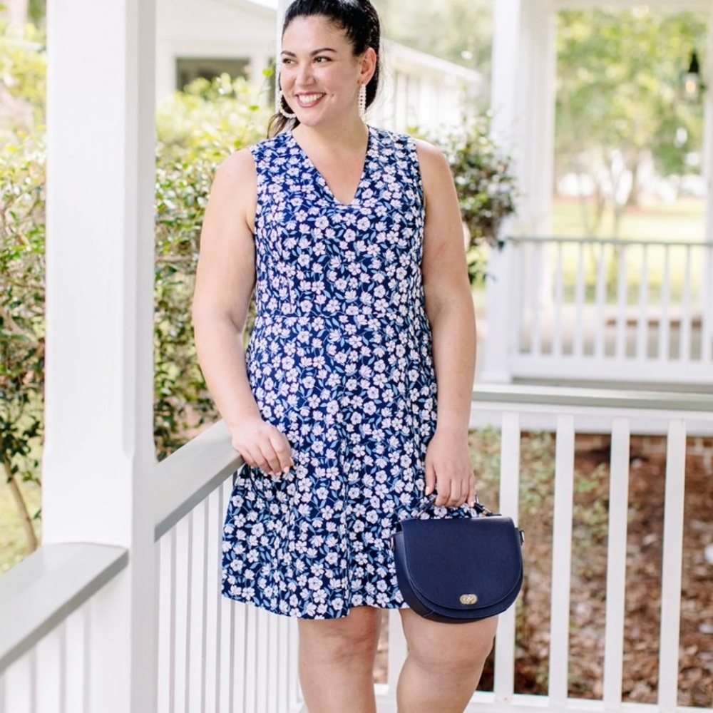 Draper James Floral Love Circle Dress 14 NWT Navy Multi